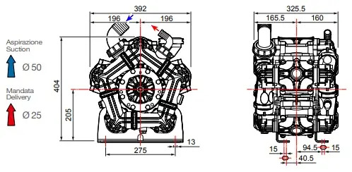 Насос мембранный Comet серия BPS260; (249 л/мин; 20 бар); вал ВОМ 1"3/8