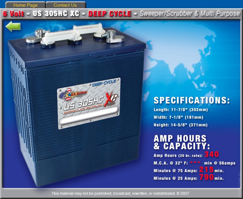 Аккумуляторная батарея U.S. Battery US 305 HC XC