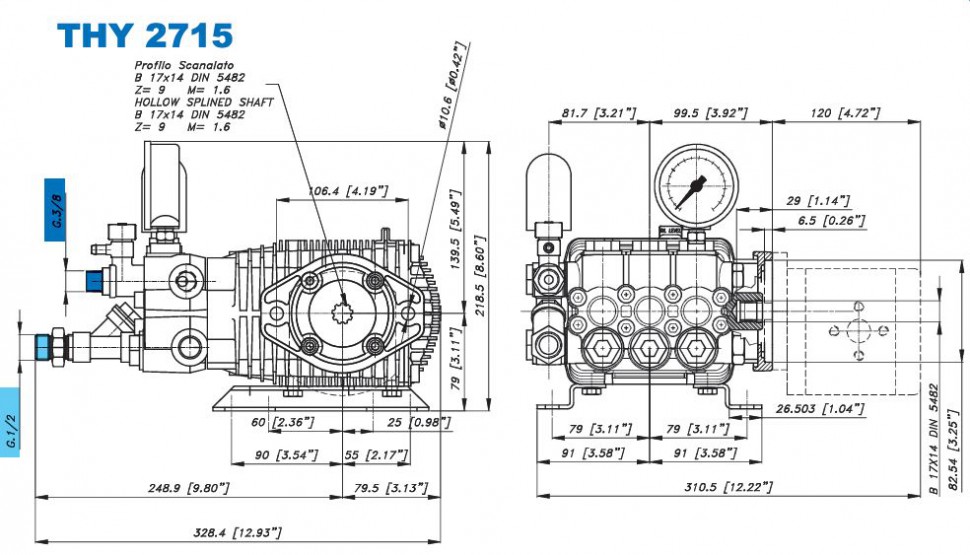 Насос Bertolini THY 2715 (Гидро (ман.+опоры)