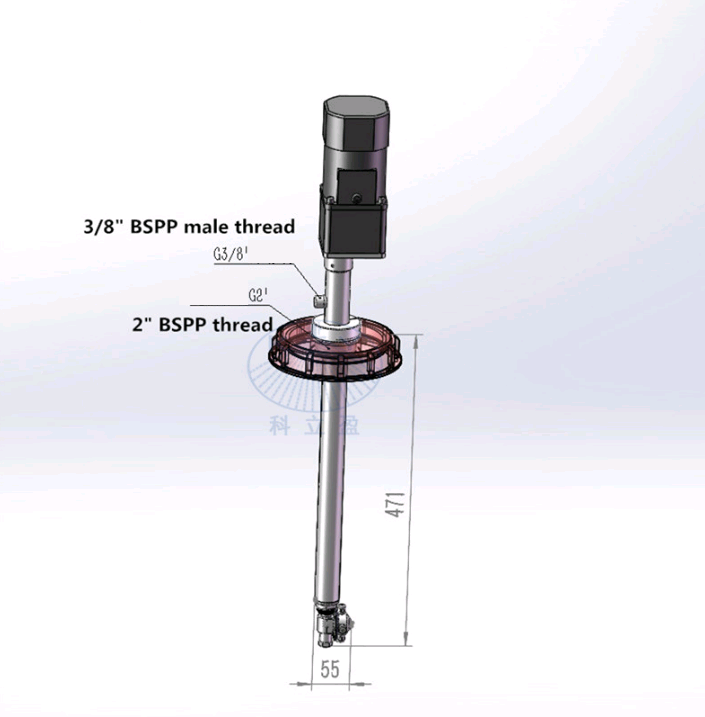 Насадка для мойки емкостей IBCD-2-1.0-360°-316LSS-2"- 3/8"BSPP с двигателем 24 В