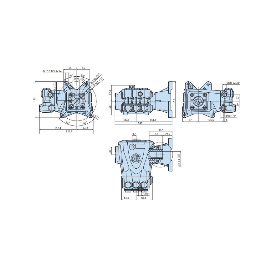 Насос Annovi Reverberi RRV 3.5G 27D с фланцем 3/4
