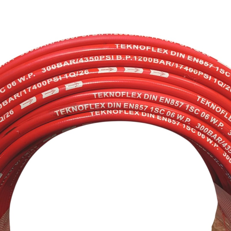 Рукав высокого давления TEKNOJET FLEXY 1SC 1/4" DN06, 300 bar красный