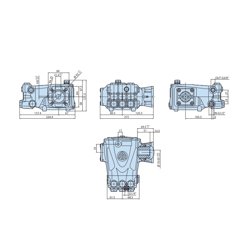 Насос Annovi Reverberi RRV 3.5 G27 D с фланцем 3/4