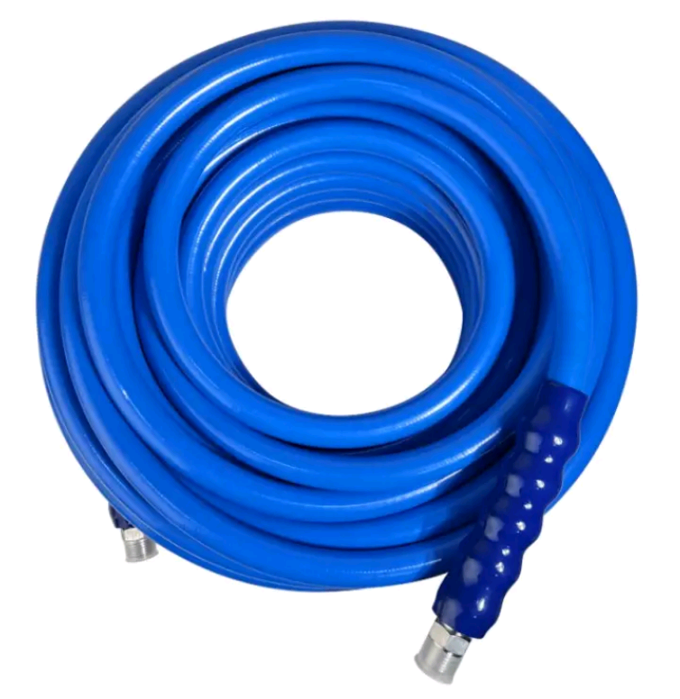 Шланг синий пищевой UNIONFLEX, 25 м. DN12, 80 бар, 90 °C, с фитингами из нерж.(Ш-Ш) + защита