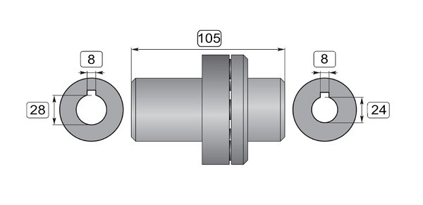 Гибкая муфта Interpump E3, Hawk NMT (28-24 вал, длина 105 мм)
