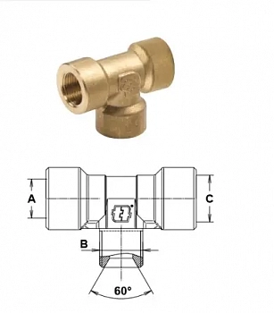 Тройник гайка 3/8"; гайка 1/4"; гайка 3/8"